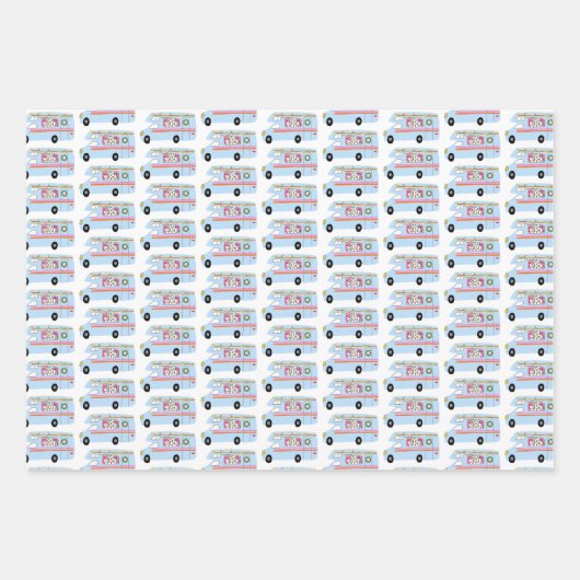 Niedlicher Xmas RV Camper Baum Anhänger Urlaub Ros Geschenkpapier Set (Vorderseite 2)