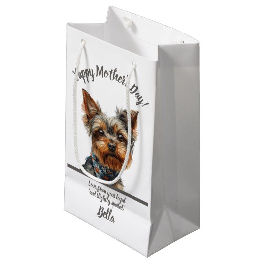 Niedlicher Yappy Yorkie Mother Day Kleine Geschenktüte (Vorderseite Schrägansicht)