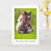 Niedlicher Yearling Foal - Viel Glück in Ihrem neu Karte (Gelbe Blume)