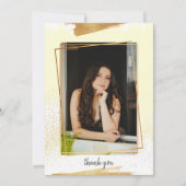 Niedlicher Yello & Gold Gerahmter Abschluss Danke Einladung (Vorderseite)