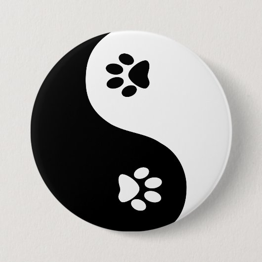 Niedlicher Yin Yang Tatzen-Knopf Button (Vorderseite)