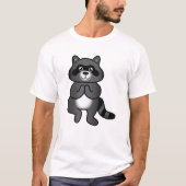 Niedlicher Yoga-Raccoon in Baumhütte Pose T-Shirt (Vorderseite)