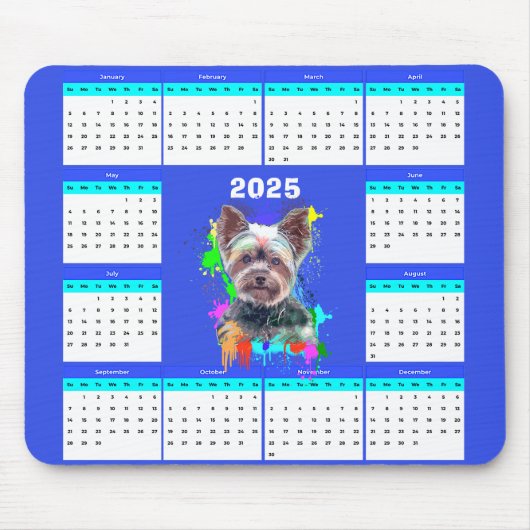 Niedlicher Yorkie-Dog-Kalender individuell anpassb Mousepad (Vorne)