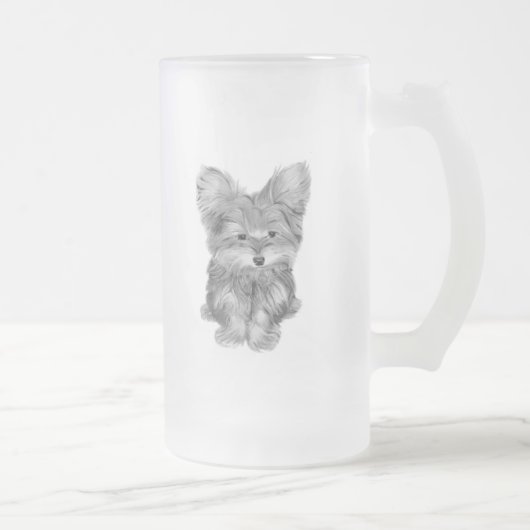 Niedlicher Yorkie Hundemattierte GlasTasse Mattglas Bierglas (Rechts)