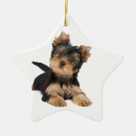 Niedlicher yorkie Welpe Keramikornament