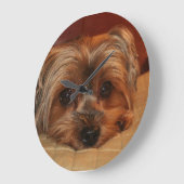 Niedlicher Yorkshire-Terrier-Hund Große Wanduhr (Winkel)
