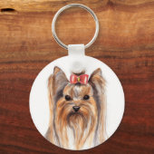 Niedlicher Yorkshire Terrier Welpenhund bemalt Sch Schlüsselanhänger (Vorderseite)