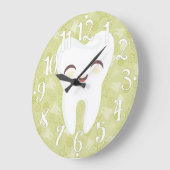 Niedlicher Zahn - grüne Wand-Uhr Große Wanduhr (Winkel)