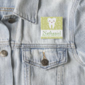 Niedlicher Zahn - grüner Name-Abzeichen-Knopf Button (Beispiel)