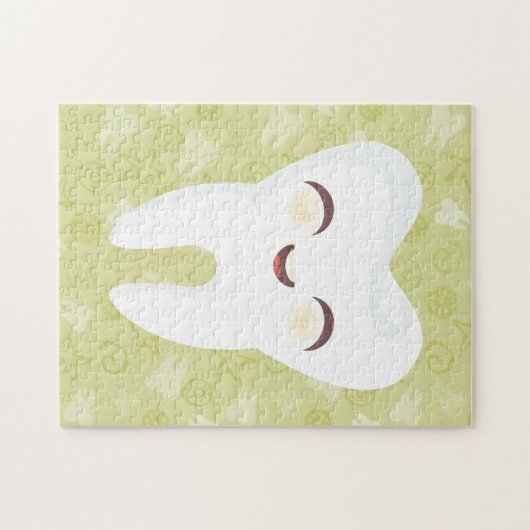 Niedlicher Zahn - grünes kundengerechtes Puzzle (Horizontal)