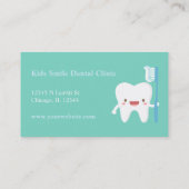 Niedlicher Zahn mit Zahnbürste-zahnmedizinischen Visitenkarte (Rückseite)