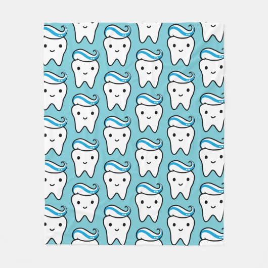 Niedlicher Zahn mit Zahnpasta-Muster Fleecedecke (Vorderseite)