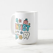 Niedlicher Zahnarzt Word Art Design Kaffeetasse (Vorderseite Links)