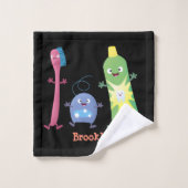 Niedlicher Zahnbürste Zahnpasta-Cartoon Badhandtuch Set (Waschlappen)