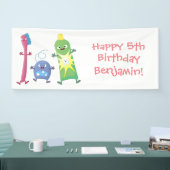 Niedlicher Zahnbürste Zahnpasta-Cartoon Banner (Messe)