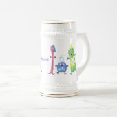 Niedlicher Zahnbürste Zahnpasta-Cartoon Bierglas (VorderseiteRechts)