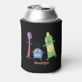 Niedlicher Zahnbürste Zahnpasta-Cartoon Dosenkühler (Kanne Rückseite)