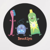 Niedlicher Zahnbürste Zahnpasta-Cartoon Etiketten (Design 1)