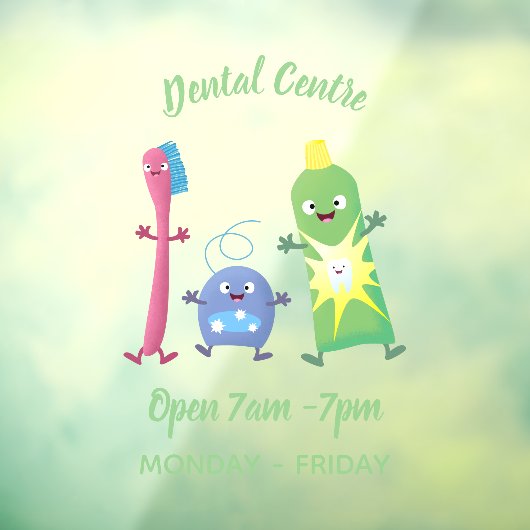 Niedlicher Zahnbürste Zahnpasta-Cartoon Fensteraufkleber (Blatt 3)