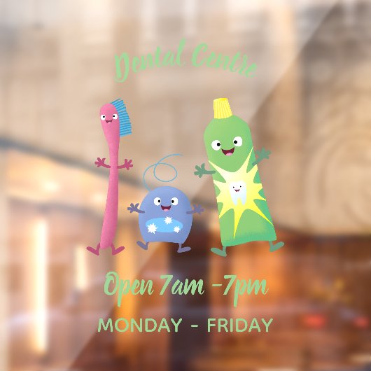 Niedlicher Zahnbürste Zahnpasta-Cartoon Fensteraufkleber (Blatt 2)