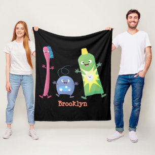 Niedlicher Zahnbürste Zahnpasta-Cartoon Fleecedecke