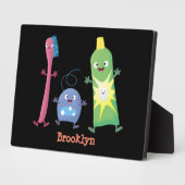 Niedlicher Zahnbürste Zahnpasta-Cartoon Fotoplatte (Seite)