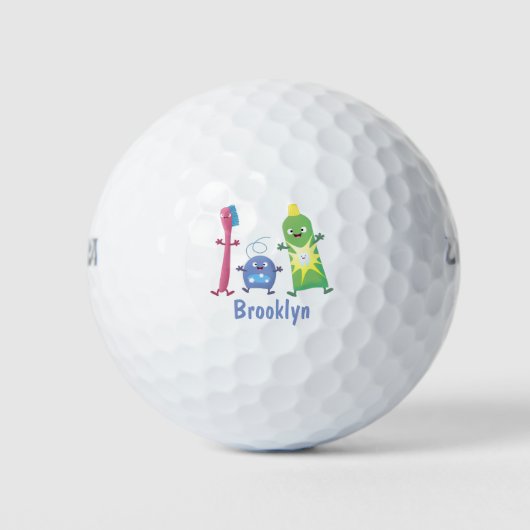 Niedlicher Zahnbürste Zahnpasta-Cartoon Golfball (Vorderseite)