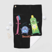 Niedlicher Zahnbürste Zahnpasta-Cartoon Golfhandtuch (Insitu)
