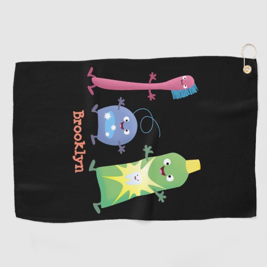 Niedlicher Zahnbürste Zahnpasta-Cartoon Golfhandtuch (Horizontal)