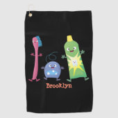 Niedlicher Zahnbürste Zahnpasta-Cartoon Golfhandtuch (Vorderseite)