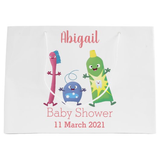 Niedlicher Zahnbürste Zahnpasta-Cartoon Große Geschenktüte (Vorderseite)