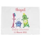 Niedlicher Zahnbürste Zahnpasta-Cartoon Große Geschenktüte (Rückseite)