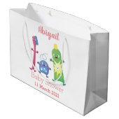 Niedlicher Zahnbürste Zahnpasta-Cartoon Große Geschenktüte (Rückseite Schrägansicht)