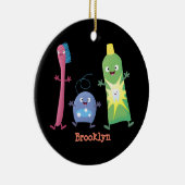 Niedlicher Zahnbürste Zahnpasta-Cartoon Keramik Ornament (Rechts)