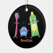 Niedlicher Zahnbürste Zahnpasta-Cartoon Keramik Ornament (Links)