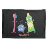 Niedlicher Zahnbürste Zahnpasta-Cartoon Kissenbezug (Rückseite)