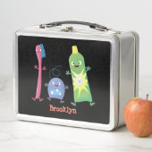 Niedlicher Zahnbürste Zahnpasta-Cartoon Metall Brotdose (Beispiel)