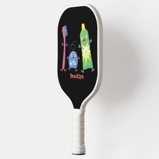 Niedlicher Zahnbürste Zahnpasta-Cartoon Pickleball Schläger (Links)