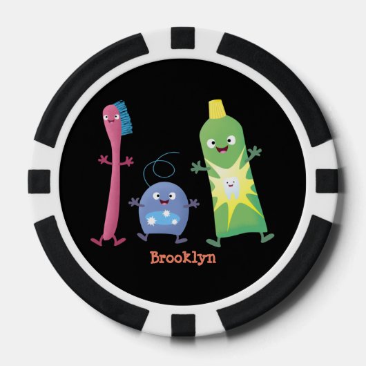 Niedlicher Zahnbürste Zahnpasta-Cartoon Pokerchips (Vorderseite)