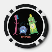 Niedlicher Zahnbürste Zahnpasta-Cartoon Pokerchips (Rückseite)