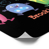 Niedlicher Zahnbürste Zahnpasta-Cartoon Poster (Ecke)