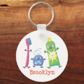 Niedlicher Zahnbürste Zahnpasta-Cartoon Schlüsselanhänger (Vorderseite)