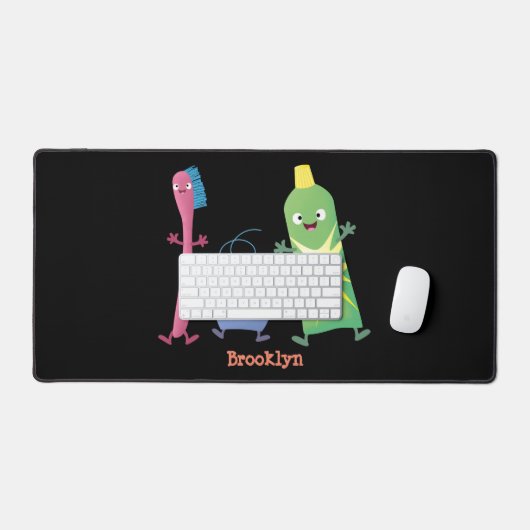 Niedlicher Zahnbürste Zahnpasta-Cartoon Schreibtischunterlage (Tastatur & Maus)