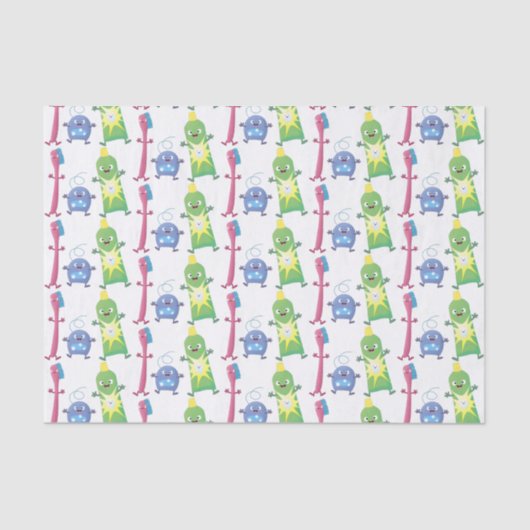 Niedlicher Zahnbürste Zahnpasta-Cartoon Seidenpapier (Vorderseite)