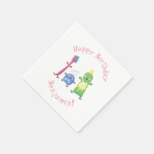 Niedlicher Zahnbürste Zahnpasta-Cartoon Serviette (Ecke)