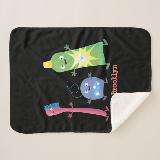 Niedlicher Zahnbürste Zahnpasta-Cartoon Sherpadecke (Vorderseite (Horizontal))