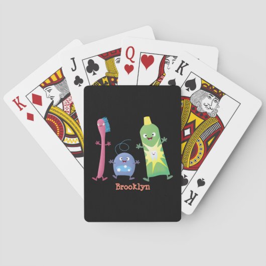 Niedlicher Zahnbürste Zahnpasta-Cartoon Spielkarten (Rückseite)