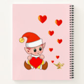 Niedlicher Zauberelf mit Liebe Herz auf hellrosa Notizblock (Rückseite)