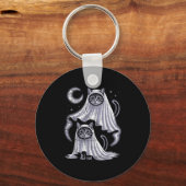 Niedlicher Zauberer Cat Ghost Weird Kitten Meme Ha Schlüsselanhänger (Vorderseite)