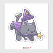 Niedlicher Zauberer, Hexenkatpfeifer Aufkleber (Blatt)